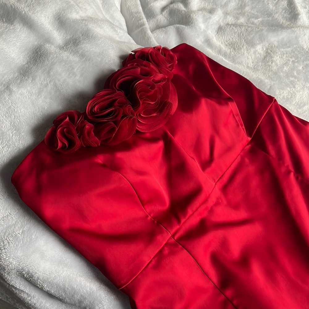 New York & Co. Red Strapless Flower Dress - NWT